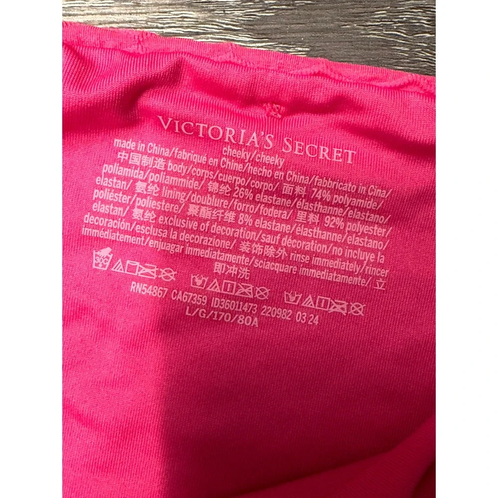 Victorias Secret Pink Textured Bikini Set 34DD Top Large Cheeky Bottom NWT